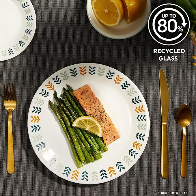 Corelle Vitrelle 18 Piece Glass Dinnerware Sets Service for 6 Triple Layer Chip &amp Crack Resistant Glass Plate and Bowl Sets Anders