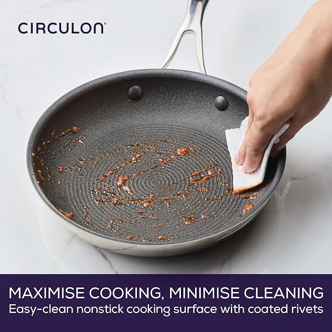 Circulon Scratch Defense Stainless Steel Pan Set: 4 Piece Induction Hob Frying Pans and Saucepans Set with Extreme Non Stick Induction &amp All Hob Suitable
