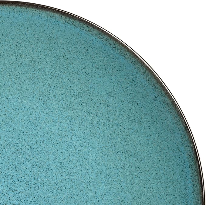 Gibson Elite Soho Lounge 16-Piece Round Reactive Glaze Stoneware Dinnerware Set Service for 4 – Teal Plates and Bowls