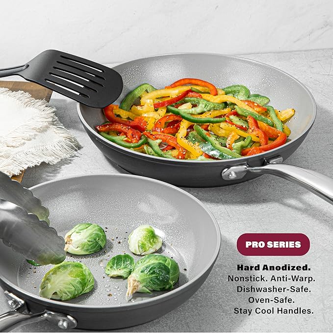 Granitestone Pro 13pcs Pots and Pans Set Non Stick Ceramic Cookware Set with 5 Utensils Premium Chef Quality Hard Anodized Exterior with Diamond and Mineral Coating Oven and Dishwasher Safe