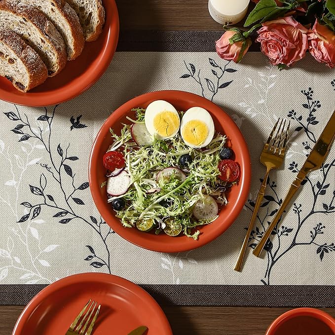 GZG 8 Inch Ceramic Dinner Salad Plates Set of 4 Rustic Matte Glaze Stoneware Dinnerware Set Microwave &amp Dishwasher Safe for Salad Dessert Appetizer Everyday Use(Terracotta Blush)