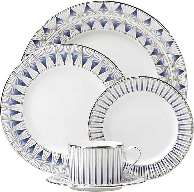 Lenox 5 Piece Geodesia Place Setting Dinnerware Set Blue