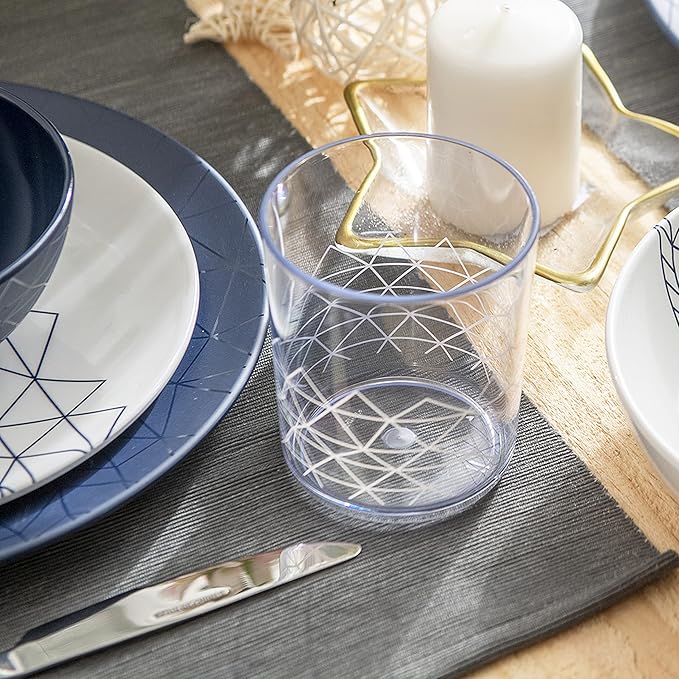 bzyoo Spidy Navy Collection: 12 PCS Dinnerware set 100% Melamine Plate Bowl &amp Tumbler &amp Platter Set for Casual dining Indoor and Outdoor Dining Party…