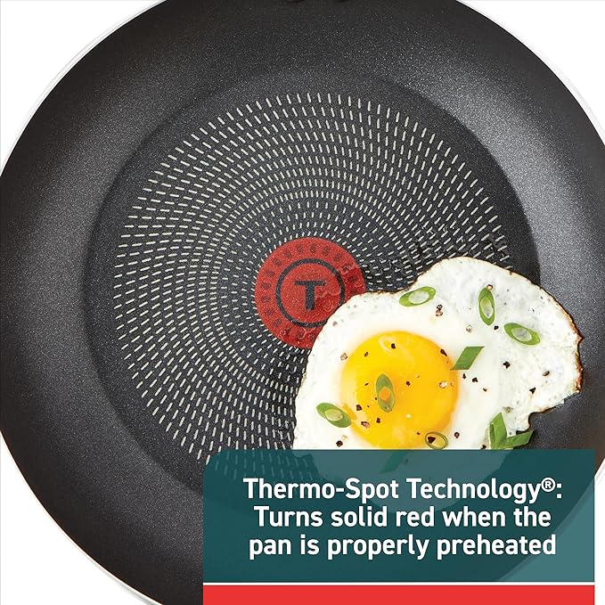 T-Fal Initiatives Non Stick Fry Pan 2 Piece Set 8.5 10 Inch Oven Broiler Safe 350F Cookware Kitchen Cooking Set Skillets Frying Pans Egg Pan Omelet Pan Pots and Pans Dishwasher Safe Black