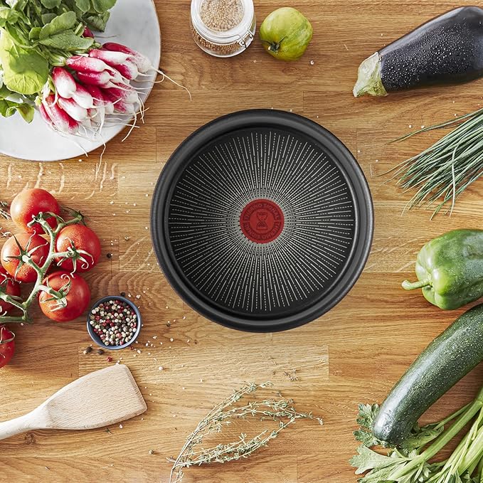 Tefal Ingenio Unlimited On 5 Piece Set Pots &amp Pans Set Stackable Easy Cleaning Bakelite Removable Handle Non-Stick Coating Heat Indicator Induction Black L3959543