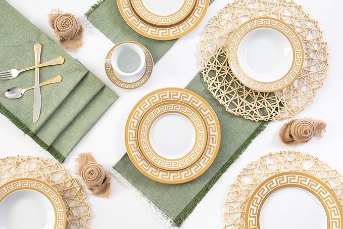 Dinnerware Sets for 4 - White with Gold Trim Fine Porcelain for Every Day or Formal Occasions Tableware Setting 20 Pieces with cups and saucers