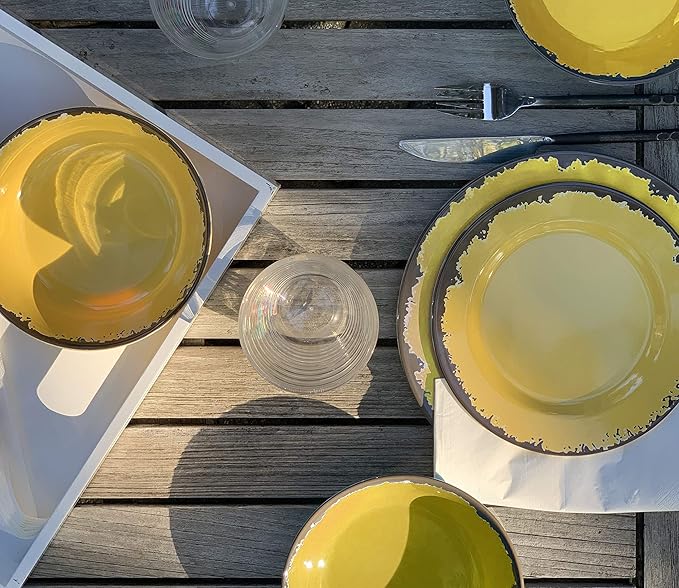Fox Run 48790 Melamine Dinnerware Set 10 Yellow