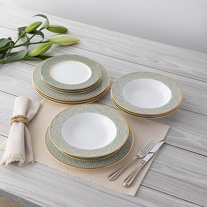 Noritake Infinity Green Gold 12-Piece Dinnereware Set Service for 4