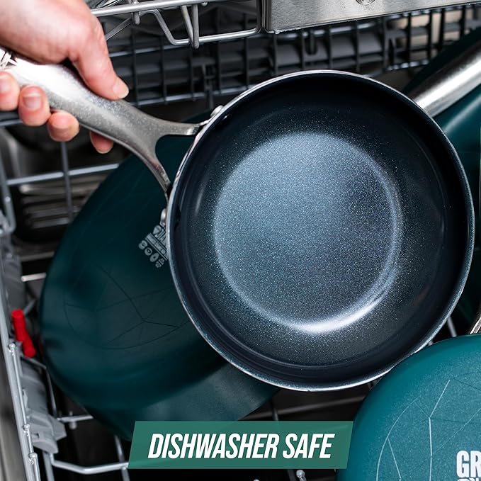 Blue Diamond 20 Piece Cookware and Bakeware Set Diamond Infused PFAS-Free Ceramic Nonstick Pots and Pans Durable Nontoxic Metal Utensil Safe &amp Scratch Resistant Dishwasher &amp Oven Safe Gree