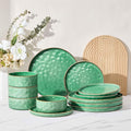 Herogo 12 Pieces Dinnerware Dish Sets for 4 Plates and Bowls Sets for Home Kitchen Ceramic Dining Dishware Dishwasher &amp Microwave Safe Gemstone Green