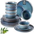 AmorArc Ceramic Dinnerware Sets for 4Round Reactive Glaze Stoneware Plates and Bowls SetHighly Scratch Resistant Dishware | Dishwasher &amp Microwave Safe Dishes SetService for 6 (18pc)