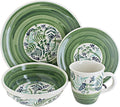 Blue Rose Polish Pottery - Green Floating Fern 16 Piece Dinner Set - 4 Place Settings - Great for Everyday Dining Casual Dining or as Formal Dinnerware
