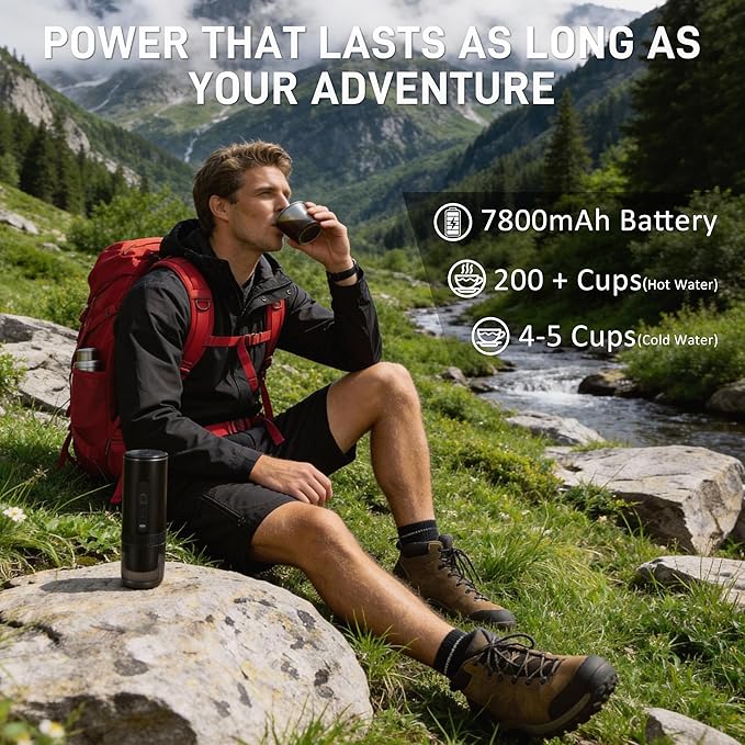 Portable Electric Coffee Maker Espresso Machine Car Coffee Maker for Travel Self-Heating with USB-C Battery Powered with 7800mAh for Ground Coffee &amp NS Capsule for RV Hiking OfficeGifts for