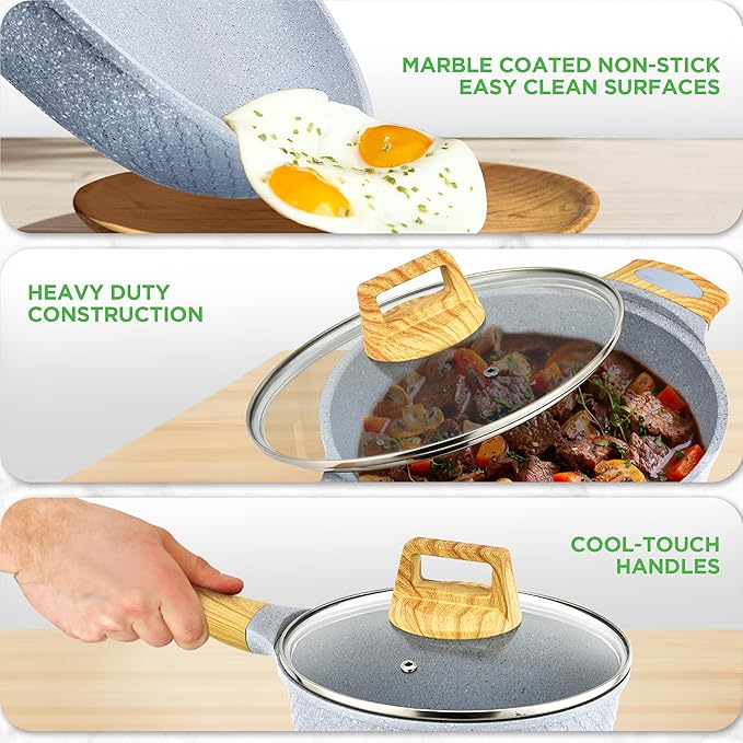 NutriChef 22‑Piece Non‑Stick Ceramic Pots and Pans Set – For All Cooktops Including Induction – PTFE &amp PFAS Free Includes Bakeware &amp Utensils