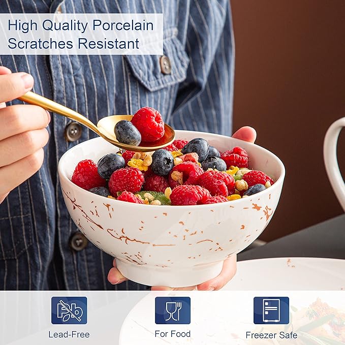 LOVECASA White Dinnerware Sets for 4 16 Piece Porcelain Dish Set Plates and Bowls Sets Gold Splash Glaze Ceramic Dinner Set with Mugs Dishwasher Microwave Safe