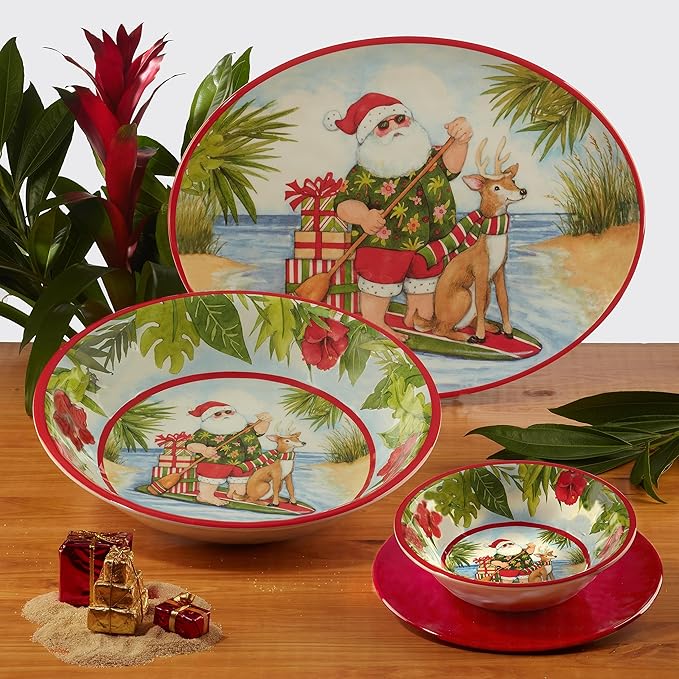 Certified International Santa's Wish Melamine 12 Piece Dinnerware Set Service for 4