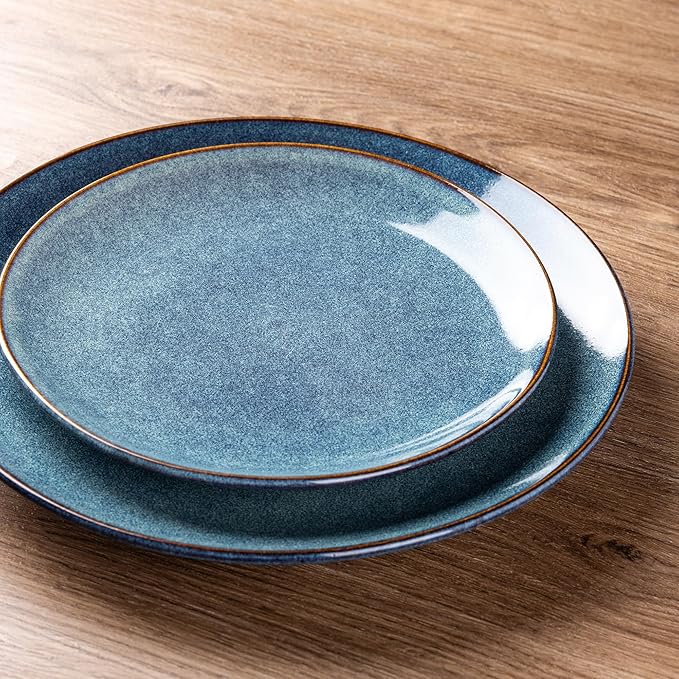 AmorArc Ceramic Dinnerware Sets for 4 12 Pieces Handpainted Plates and Bowls Set with Reactive Glaze Scratch Resistant Stoneware Dishes Set Dishwasher &amp Microwave Safe (16pc)