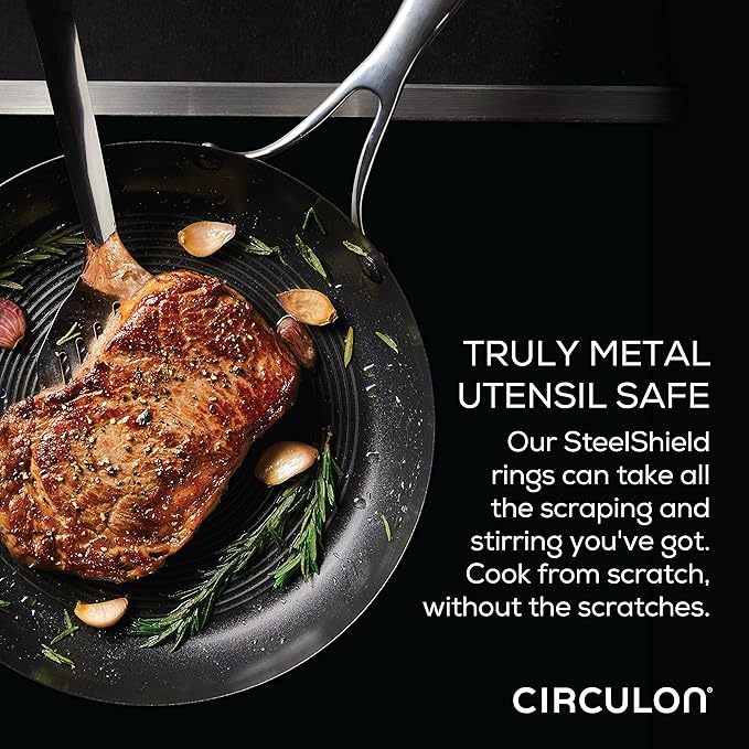 Circulon Stainless Steel Cookware Pots and Pans Set with SteelShield Hybrid Stainless and Nonstick Technology