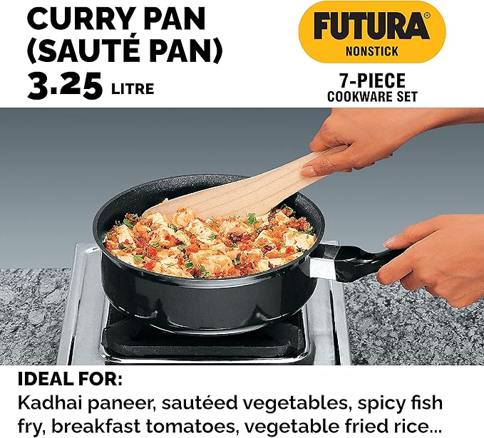 HAWKINS Futura Non-Stick Cookware 7 Pieces Set (QS5) 2 LTR 3 LTR 3.25 LTR Black (NSET4)