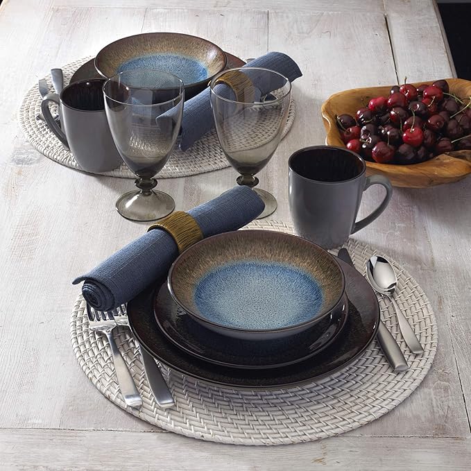 Pfaltzgraff 5239319 Monroe Blue 16-Piece Dinnerware Set Assorted