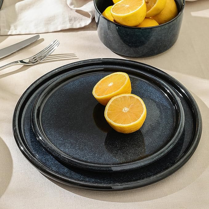 Stone Lain Eden 4-Piece Salad Plate Set Stoneware Dark Blue