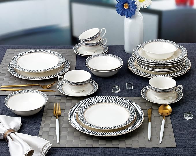 24 Piece Dinnerware Set-Bone China Service for 4 by Lorren Home Trends