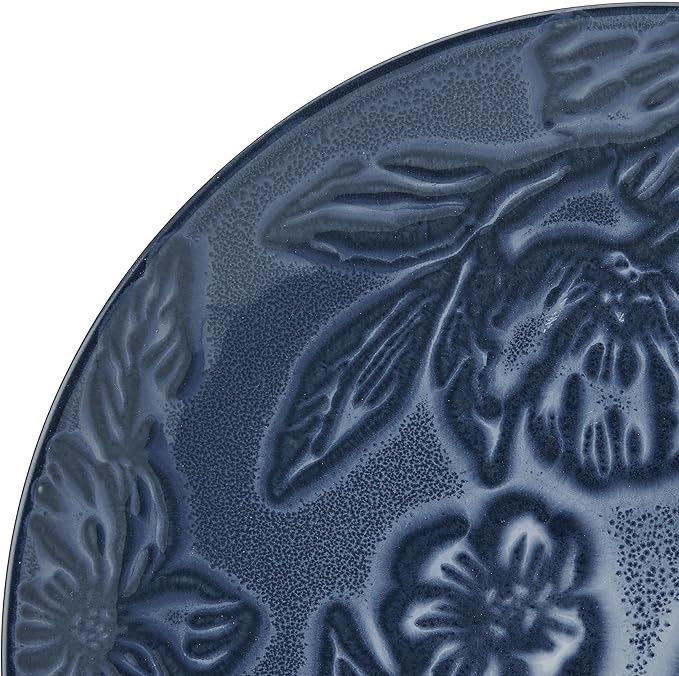 Paltzgraff Garden Elegance 12 Piece Floral Stoneware Dinnerware Plate Bowl Dish Set Service for 4 Blue