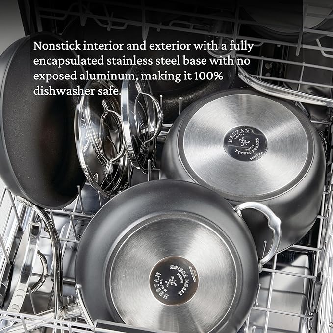 Hestan TITUM Fusion 10-Piece Nonstick Cookware Set Double Impact Stainless Steel Base &amp Aluminum Body Induction Compatible Made without PFOAs