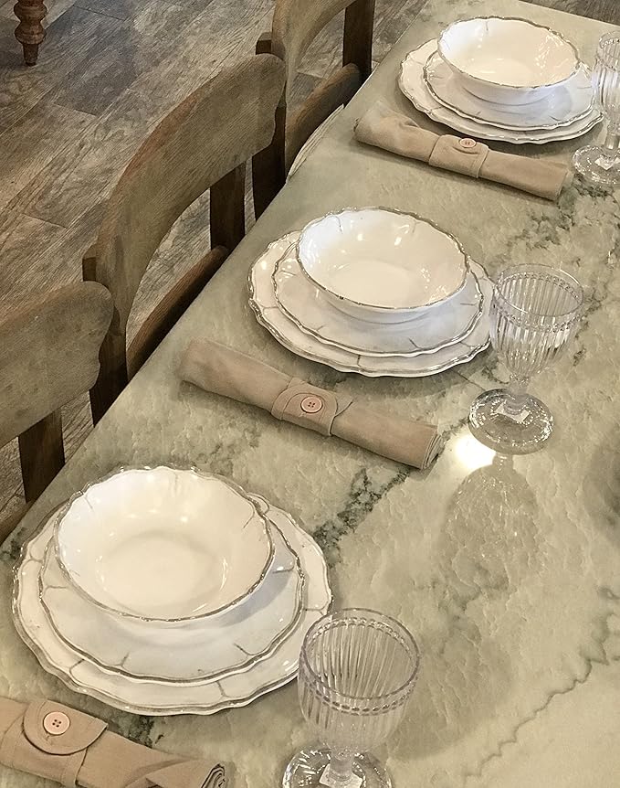 Le Cadeaux Rustica Antique White Melamine 12-Piece Dinnerware Set