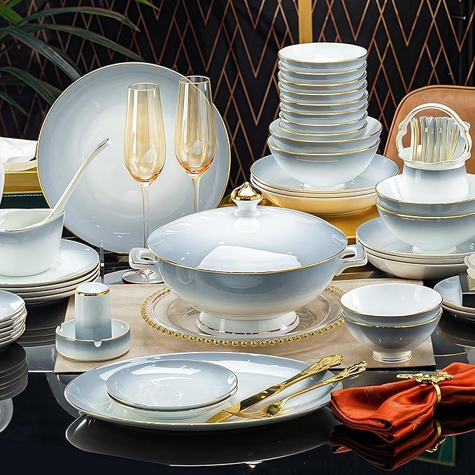 60 Pcs Top Ceramic Bone China Dinnerware Set Fine China Dinnerware Sets Ceramic Tableware Set Chinese Gifts