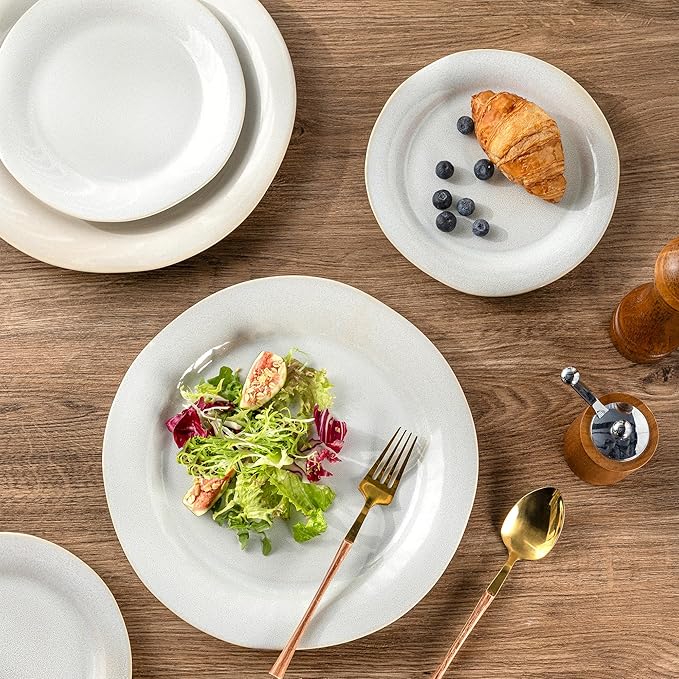 AmorArc Ceramic Dinnerware Sets Handmade Stoneware Reactive Glaze Plates and Bowls Set Scratch Resistant | Dishwasher &amp Microwave Safe Dishes Set Service for 4 (12pc)