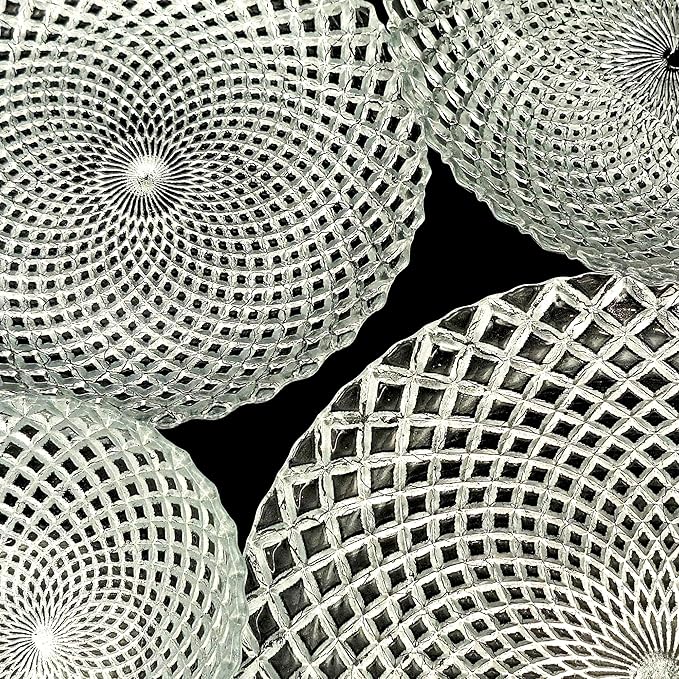 Red Pomegranate PAVO Glass Dinnerware Set Set of 24 pcs Silver