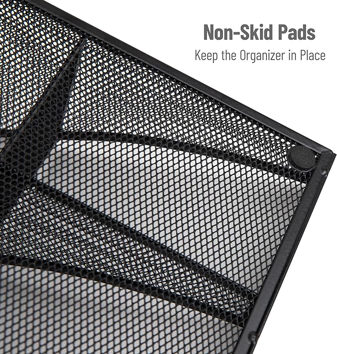 Mind Reader Countertop Organizer 2-Tier Office Breakroom Supply Caddy Metal Mesh Black