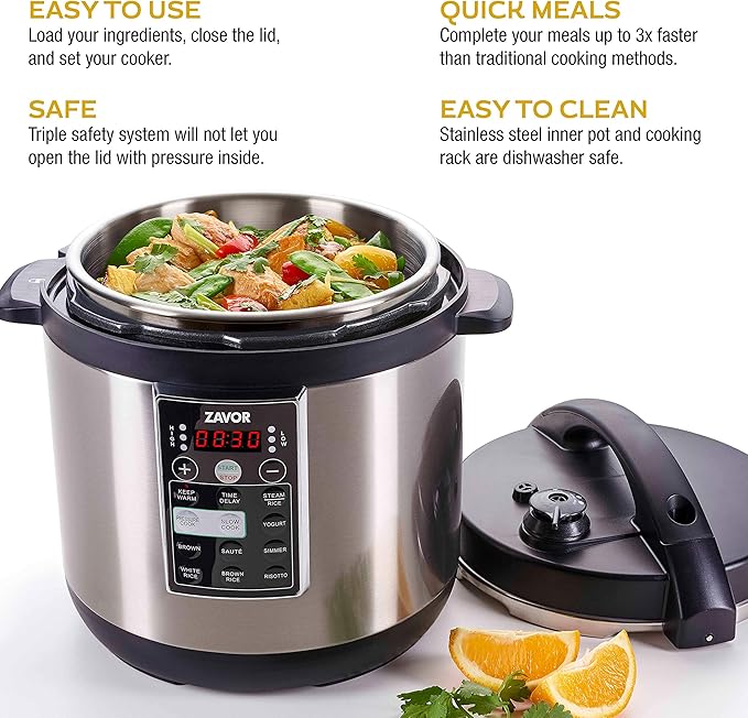 Zavor LUX 8 Quart Multi-cooker with America's Test Kitchen Multicooker Perfection Cookbook Stainless Steel