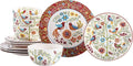 Bico Red Spring Bird Ceramic 12 pcs Dinnerware Set Service for 4 Inclusive of 11 inch Dinner Plates 8.75 inch Salad Plates and 26oz Cereal Bowls for Party Microwave &amp Dishwasher Safe