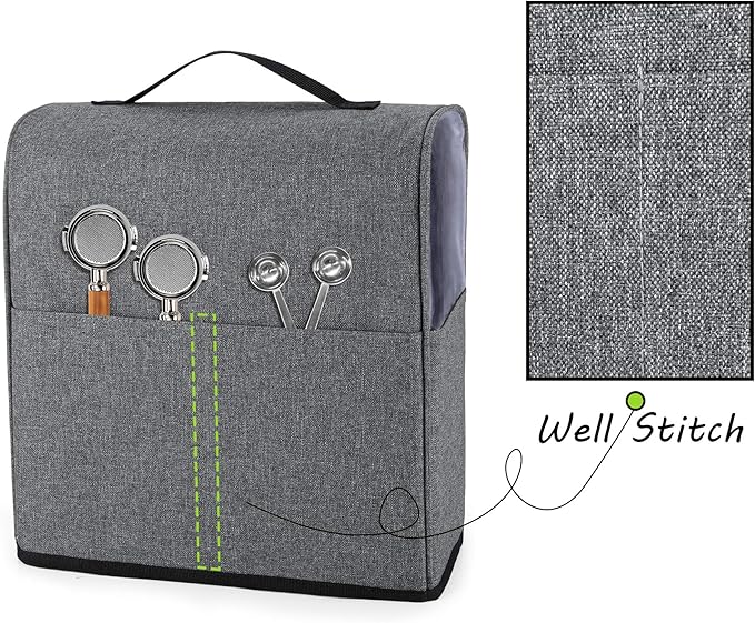 CURMIO Coffee Maker Travel Bag &amp Dust Cover Compatible with Keurig K-Mini or K-Mini Plus Single Serve Coffee Brewer Carrying Case with Pockets for K-Cup Pods Travel Mugs