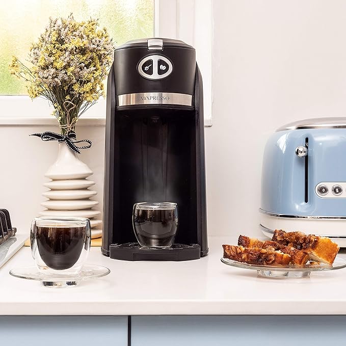 Mixpresso 2 in 1 Grind &amp Brew Automatic Personal Coffee Maker Automatic Single Serve Coffee Maker with Grinder Built-In and 14oz Travel Mug Auto Shut Off FunctionBlack Travel Coffee Maker