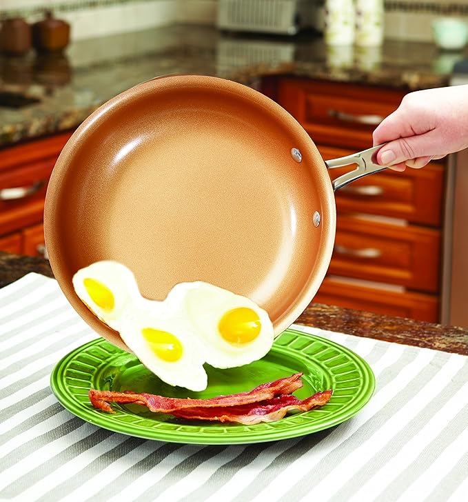 BulbHead Red Copper 10 PC Copper-Infused Ceramic Non-Stick Cookware Set