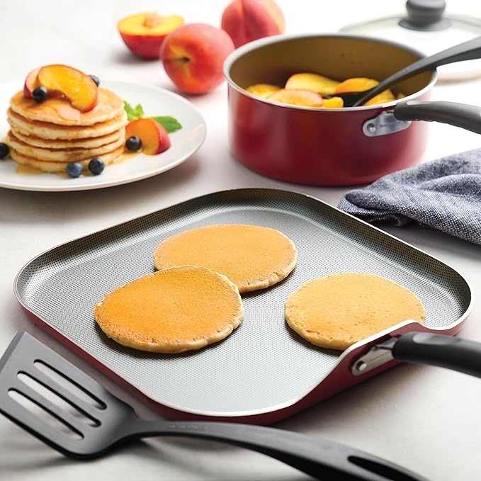 18-Piece Non-Stick Cooking Set (Steel Gray) – Versatile Easy-Clean Compatible with Multiple Stove Types (Red)