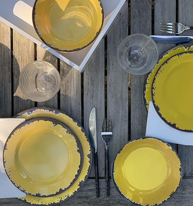 Fox Run 48790 Melamine Dinnerware Set 10 Yellow