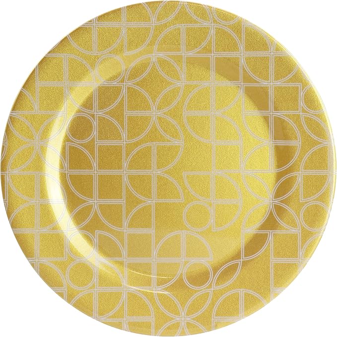 Gates Summer Bloom 12pc Dinnerware Set Gold 12 Pc Geometric Casual Round Piece