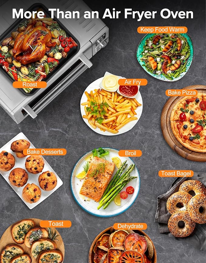 Nuwave Bravo Pro Smart 21QT Toaster Oven Air Fryer Combo Convection Oven Countertop 10 functions all in 1 with even &amp quick crisp technology 50-450°F 1800W Stainless Steel