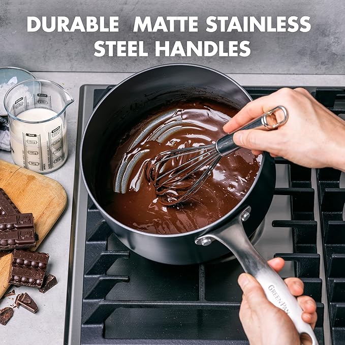 GreenPan Canterbury 10 Piece Cookware Pot and Pans Set Hard Anodized PFAS-Free Healthy Ceramic Nonstick Stainless Steel Handles Versatile Cooking Essentials Dishwasher &amp Oven Safe Clay