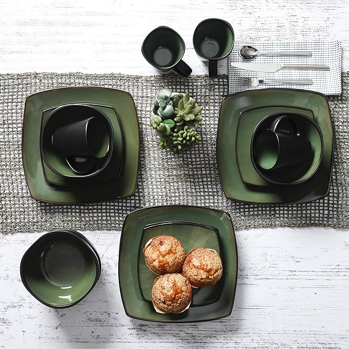 Gibson Elite Soho Lounge 16 Piece Dinnerware Set Green