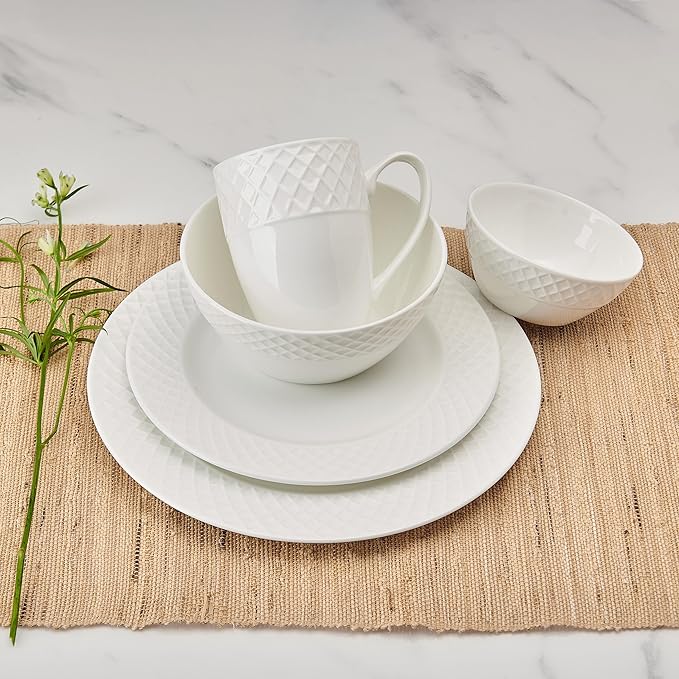 Mikasa Trellis Bone China Lightweight Chip Resistant 40 Piece Dinnerware Set Service for 8