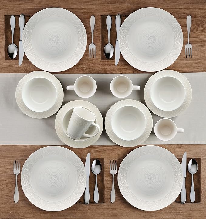 Pfaltzgraff Vera 16 Piece Dinnerware Set Service for 4 Cream