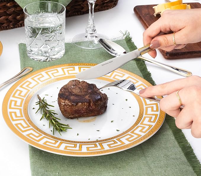 Dinnerware Sets for 4 - White with Gold Trim Fine Porcelain for Every Day or Formal Occasions Tableware Setting 20 Pieces with cups and saucers