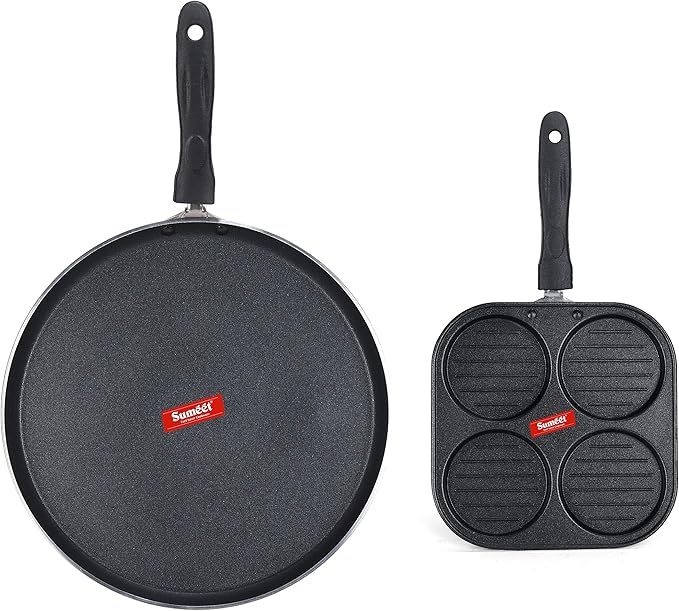 Sumeet NonStick Hopea Cookware Set (Dosa Tawa - 26.5Cm Dia + Mini Multi Snack Maker - 4 Cavity -19.5cm)