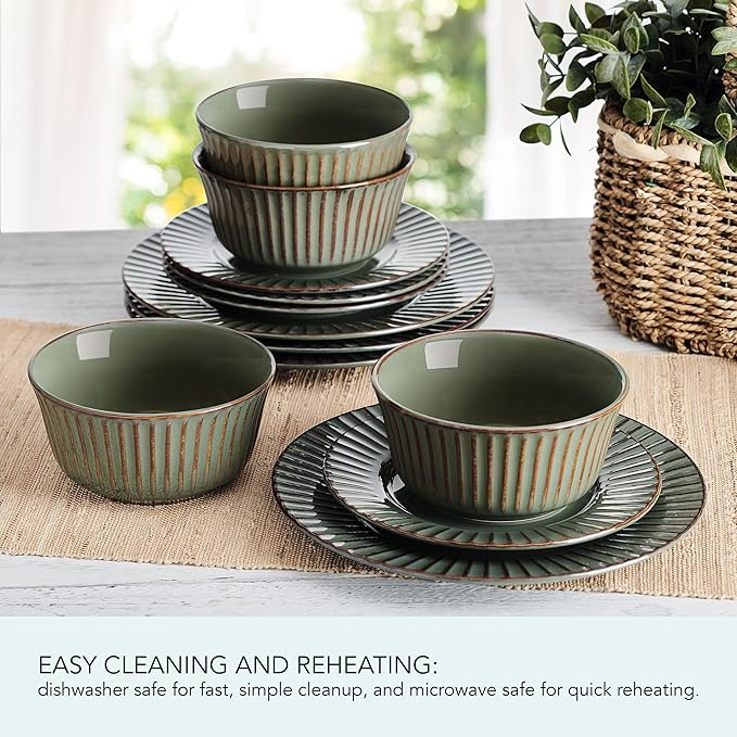Pfaltzgraff Dannie 12 Piece Dinnerware Set Service for 4 Gray