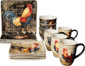 Certified International Gilded Rooster 16 pc Dinnerware Set Service for 4